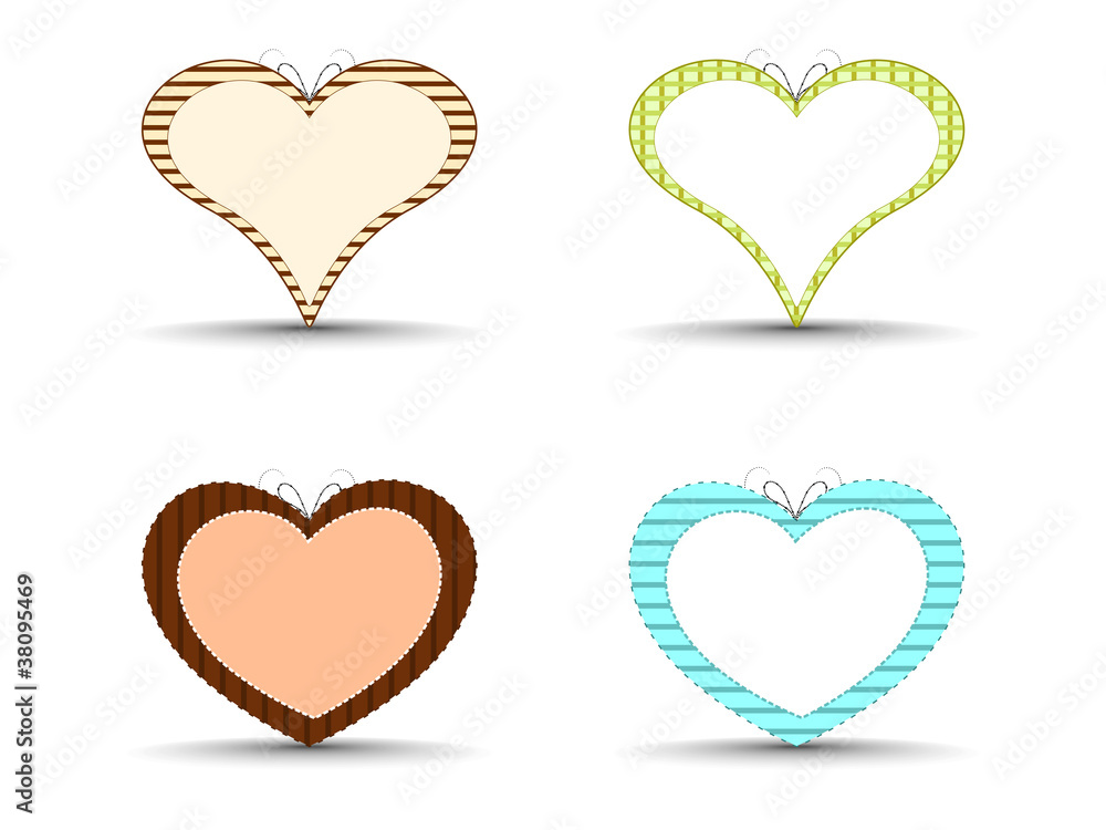 Poster a set of abstract colorful heart shapes on isolated background.