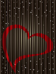 A beautiful valentine card on shiny brown background with red he
