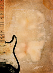 vintage musical background with guitar