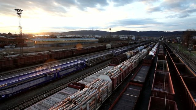 Freight train station - time lapse