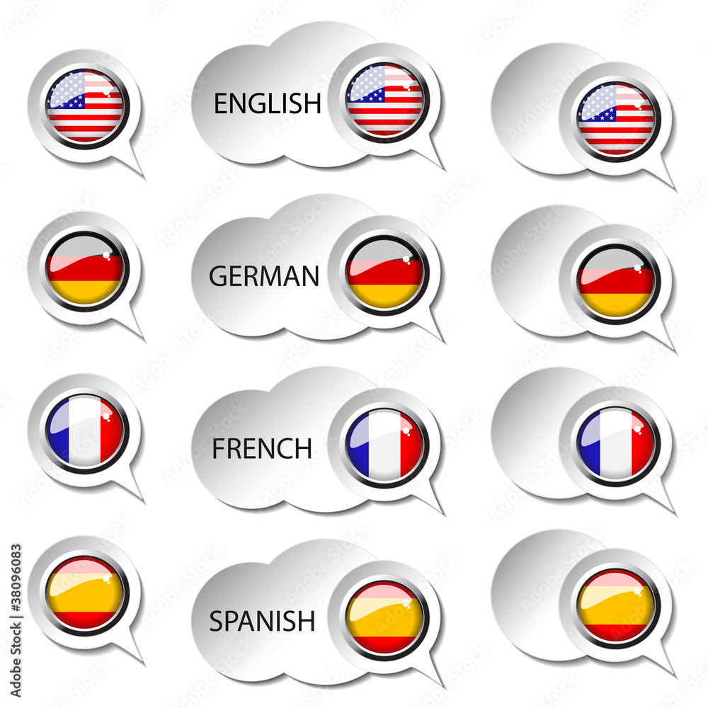 Poster vector language pointer for web - speech bubbles