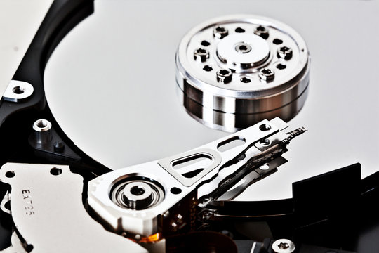 Close-up of an hard disk drive