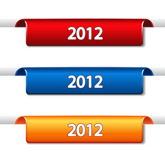 Vector 2012 Labels - bended tape on the web page