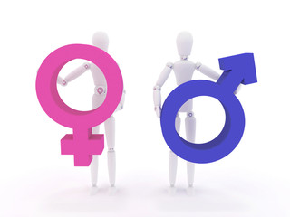 Manichino3D Uomo Donna con Simbolo in Mano