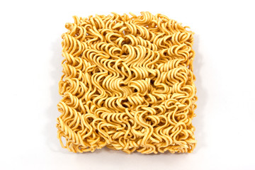 Dry instant noodle on white background 