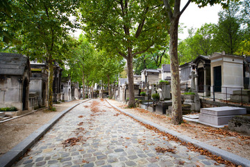 Cobbled alley at Pere Lachaise cemetery