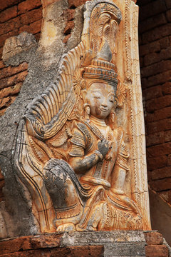 holy scuplture detail in ancient Myanmar temples