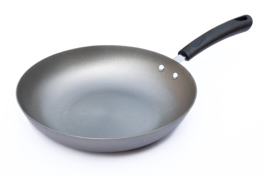 side view of a saucepan on white
