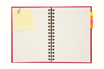 Red notebook isolated on white background