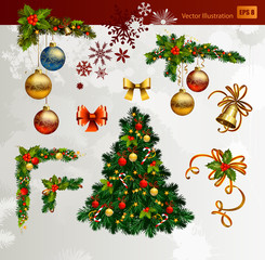 Christmas vector set of fir tree