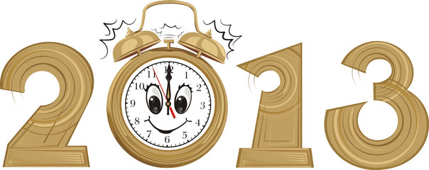 2013 - new year and alarm clock
