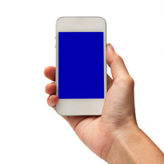 hand is holding a modern touch screen phone