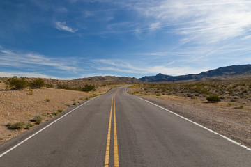 Fototapeta na wymiar A road in the desert of Nevada,