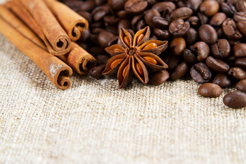 Coffee beans with spices