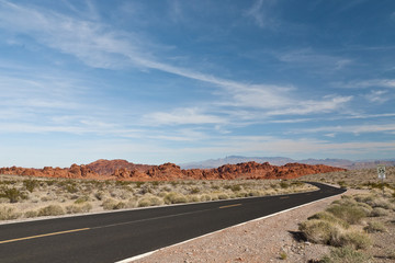 A road  into Valley of Fire State Park.