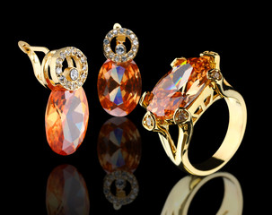Golden jewelry set © dimj