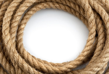 skein of rope on white background