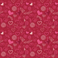 vector seamless love pattern  in doodle style