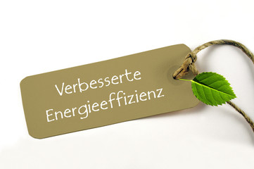Verbesserte Energieeffizienz - natürliche Plakette aus Karton