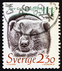 Postage stamp Sweden 1989 Wolverine, Gulo Gulo