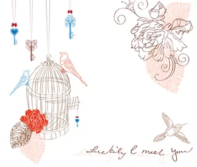 Photo sur Plexiglas Oiseaux en cages Fond clair de la Saint-Valentin