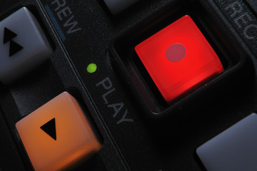 Macro shot of the "Play" and "Record" buttons