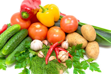 Fresh and ripe vegetables close-up.