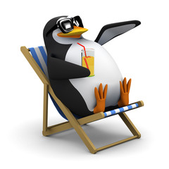 3d Penguins waves from his deckchair © Steve Young