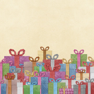 gift boxes with ribbon recycled  papercraft .