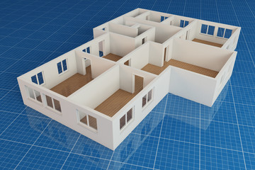 Grundriss Erdgeschoss auf Blaupapier