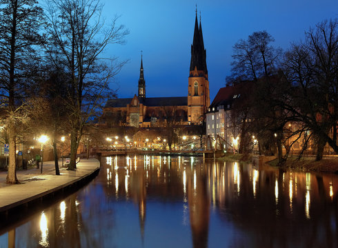 Uppsala Cathedral at evening, Sweden