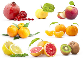 Tropical fruits isolated on a white background