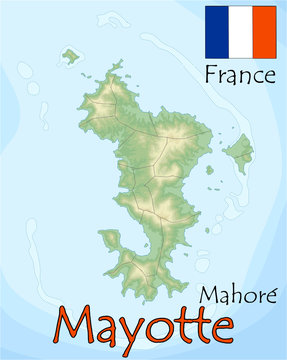 Mayotte france island map flag emblem