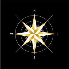 Golden compass rose