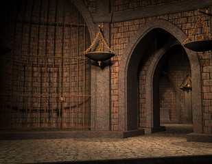 Hintergrund Zelle in einem alten Burgkeller