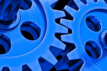 blue gears on black background