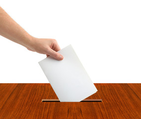 Obraz premium Hand with ballot and box