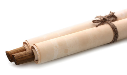Old scroll isolated on white