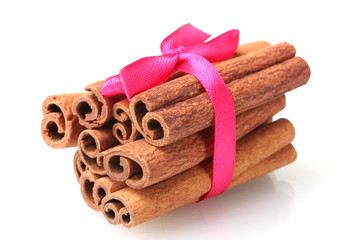 Cinnamon sticks isolated on white