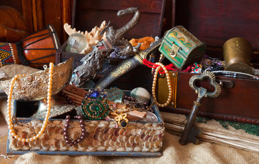 treasure chests with vintage  jewellery