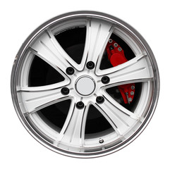 steel alloy car disks over the white background