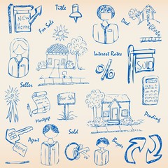 Hand Drawn Real Estate Icons Set