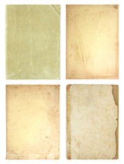 set of old book pages isolated on white background