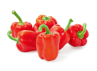 ripe red peppers on a white background