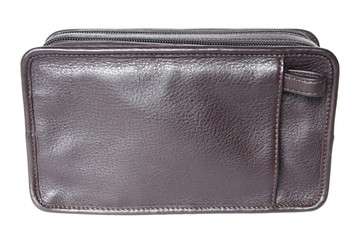 Fototapeta premium black leather bag isolated on white background
