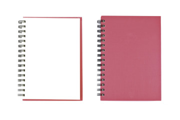 isolated pink notebook on white. 