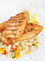 fish steak with rice