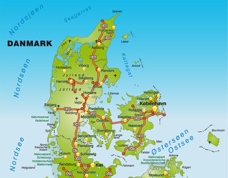 Landkarte von Dänemark