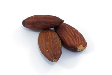 Almond macro isolated in white background