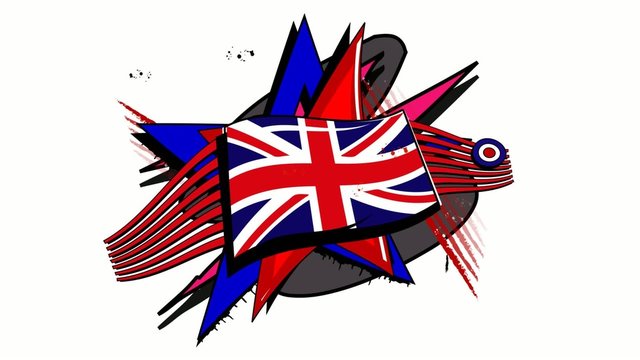 Graffiti UK flag English pop art sketch animation